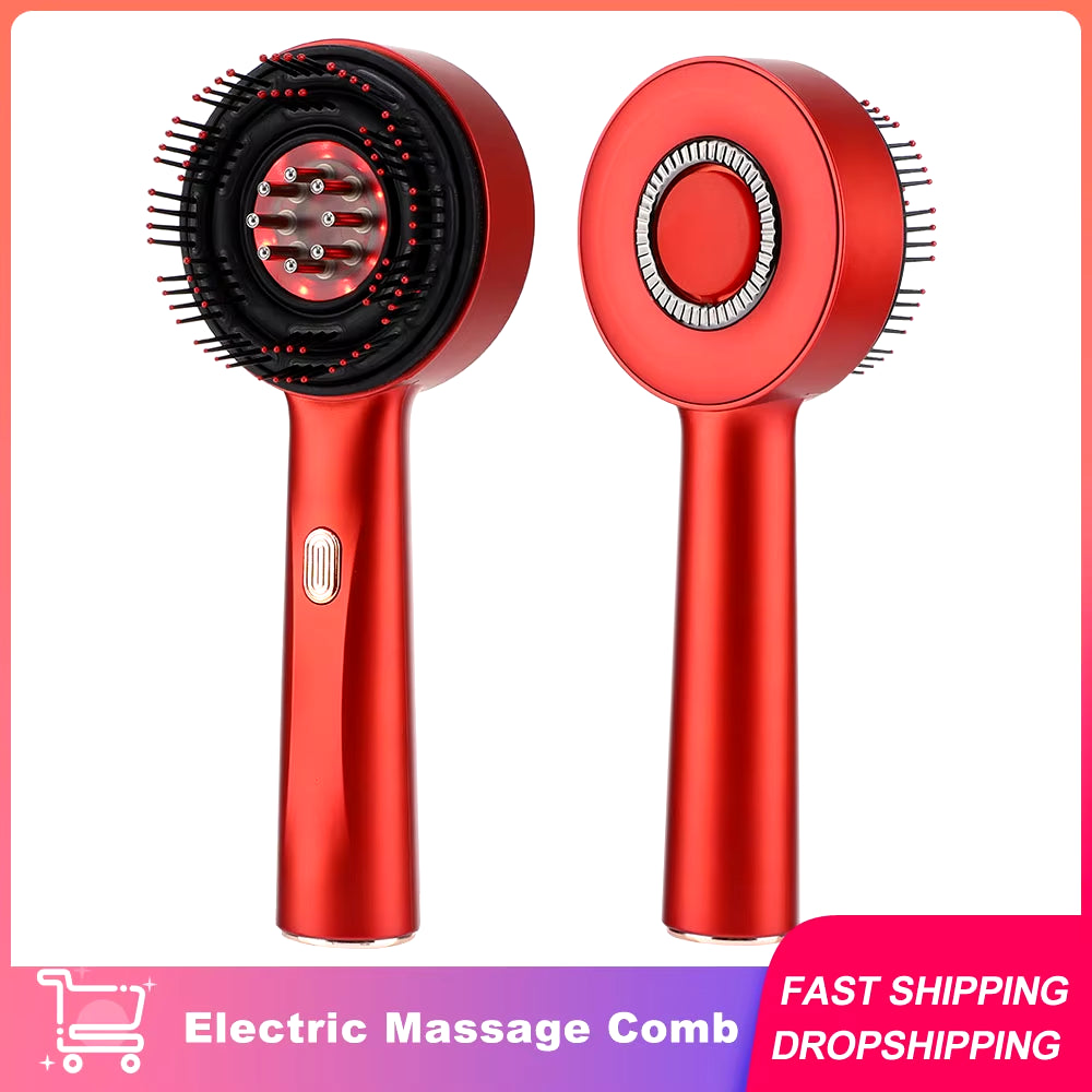 Electric Massage Comb Vibration Red Light Therapy Hair Growth Massage Scalp Brush anti Hair Loss Liquid Oil Applicator