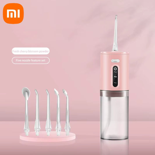 Xiaomi Oral Dental Irrigator 5 Nozzle Portable Dental Water Flosser USB Rechargeable 280Ml Three Frequency Pulses Teeth Cleaner