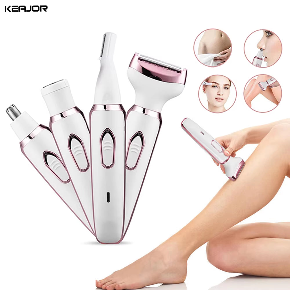 Electric Razor for Women Leg Body Hair Shaver Bikini Underarm Epilator Painless Facial Mustache Trimmer Portable Hair Remover