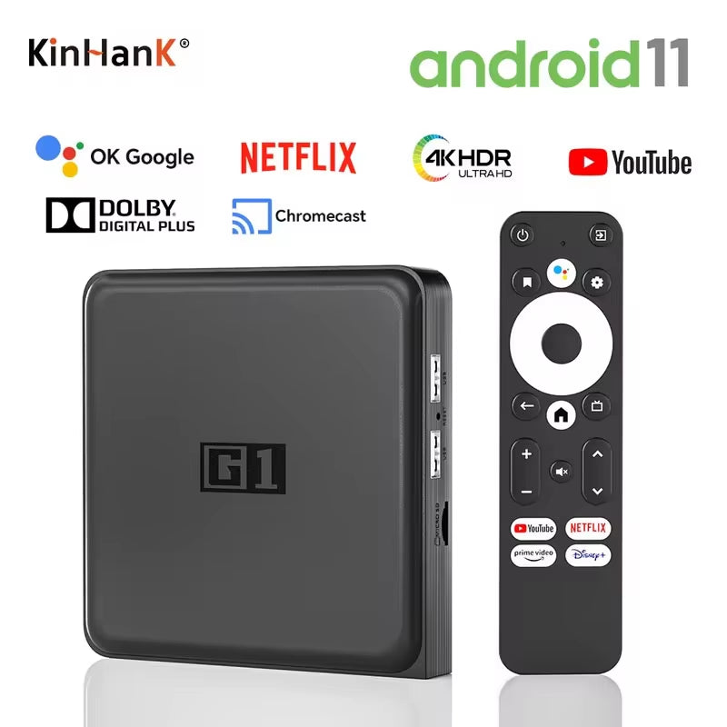 G1 Android TV Box with Netflix 4K Ultra HD Google Certified Dolby Vision HDR10+ 4G 32G Wifi6 Streaming Media Device