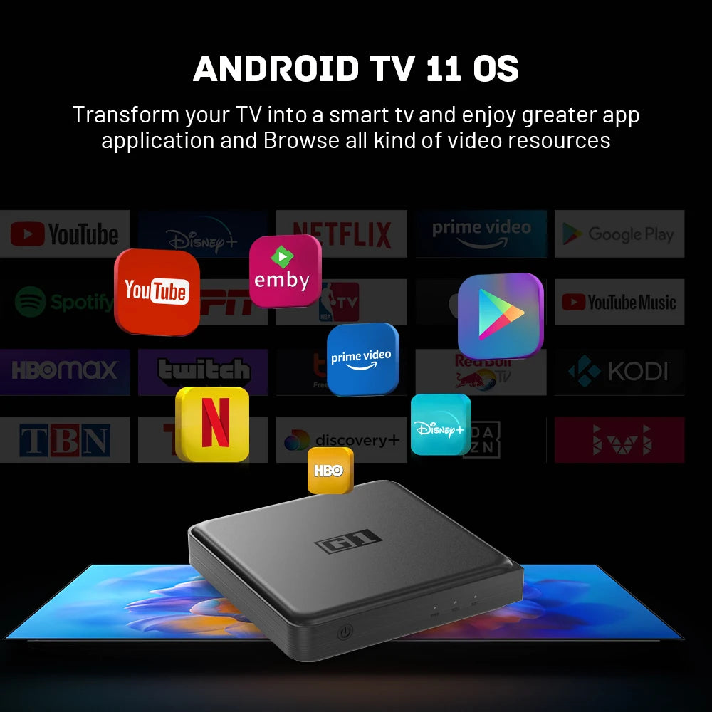 G1 Android TV Box with Netflix 4K Ultra HD Google Certified Dolby Vision HDR10+ 4G 32G Wifi6 Streaming Media Device